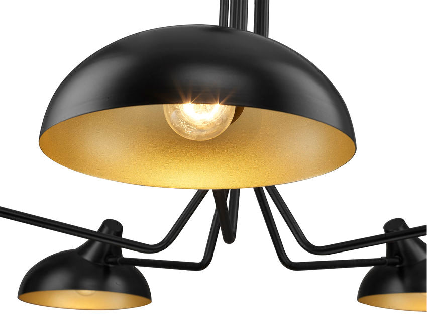 Z-Lite Bellamy 52" 5-Light Matte Black Semi Flush Mount With Matte Black and Gold Shade