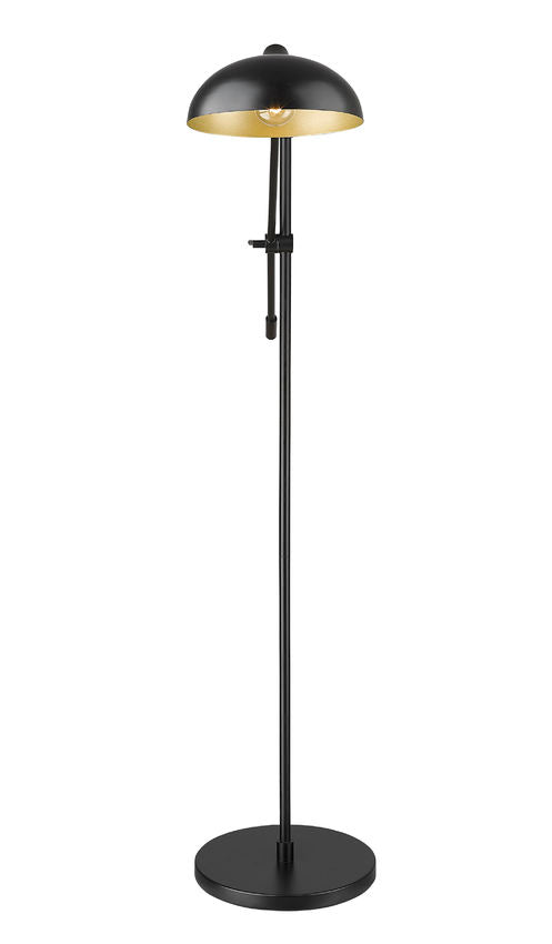 Z-Lite Bellamy 52" Matte Black Steel Floor Lamp With Matte Black and Gold Shade