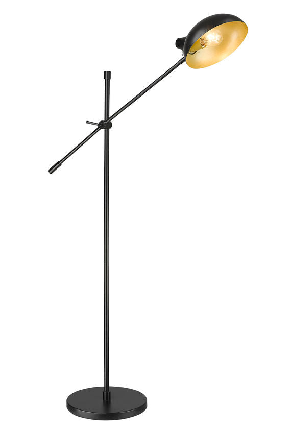 Z-Lite Bellamy 52" Matte Black Steel Floor Lamp With Matte Black and Gold Shade