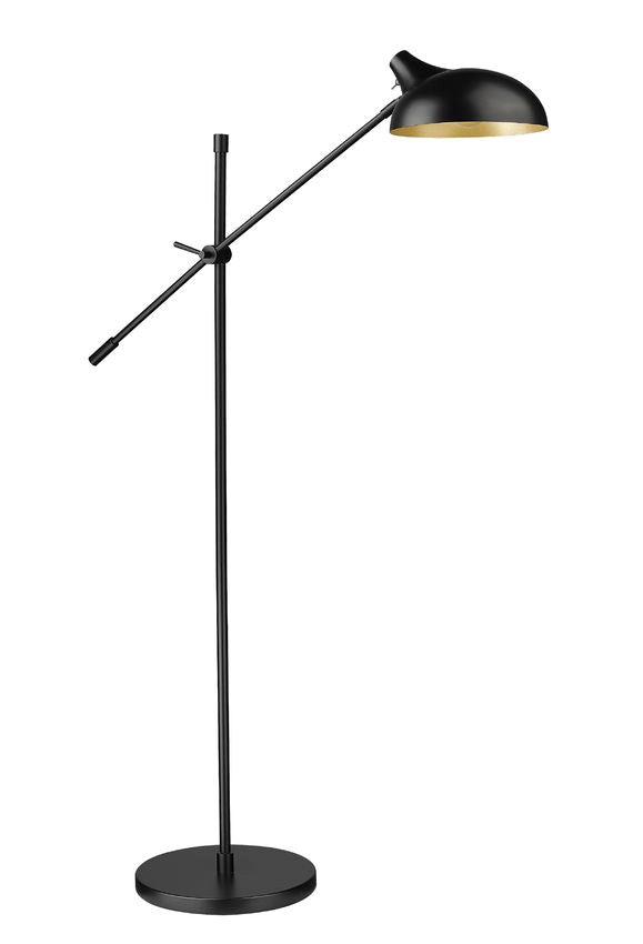 Z-Lite Bellamy 52" Matte Black Steel Floor Lamp With Matte Black and Gold Shade