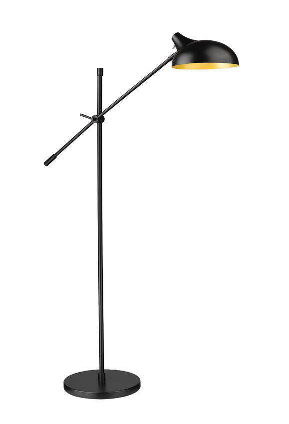 Z-Lite Bellamy 52" Matte Black Steel Floor Lamp With Matte Black and Gold Shade