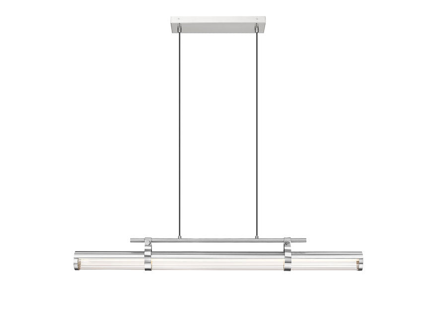Z-Lite Benoit 44" 1-Light LED-Integrated Brushed Nickel Steel Frame Clear Glass Shade Linear Chandelier