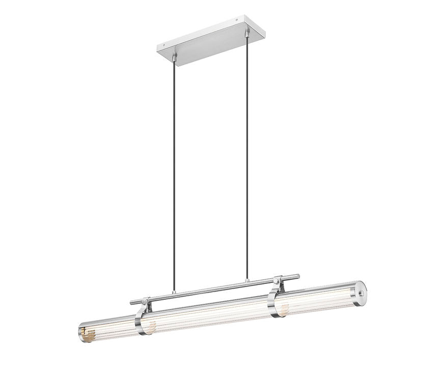 Z-Lite Benoit 44" 1-Light LED-Integrated Brushed Nickel Steel Frame Clear Glass Shade Linear Chandelier