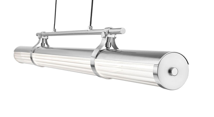 Z-Lite Benoit 44" 1-Light LED-Integrated Brushed Nickel Steel Frame Clear Glass Shade Linear Chandelier