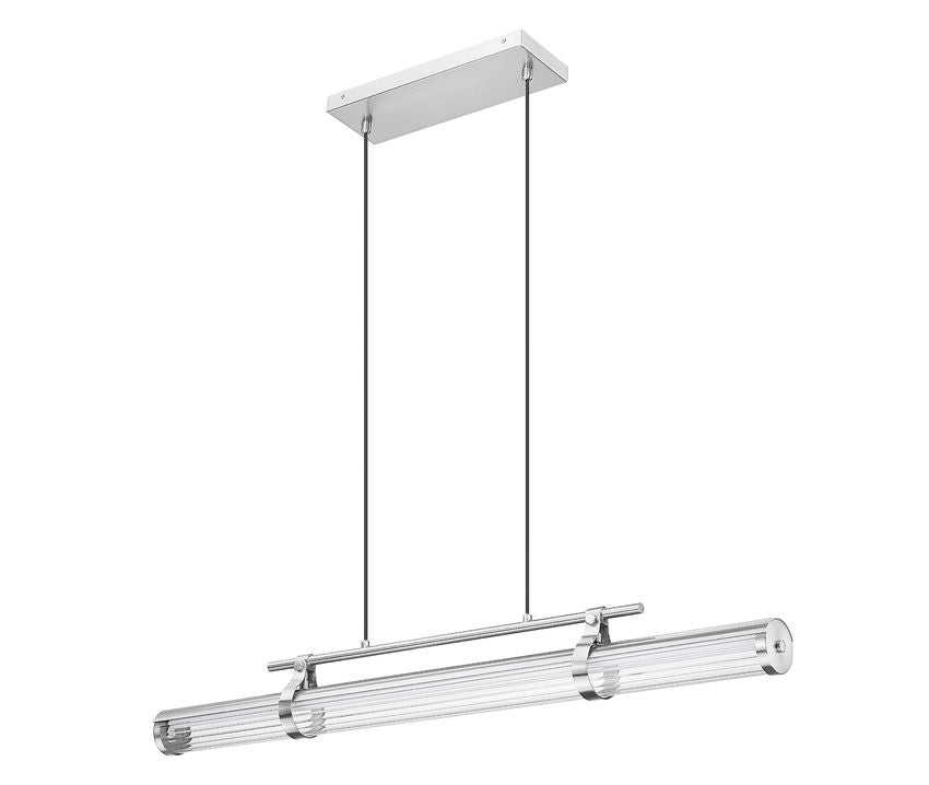 Z-Lite Benoit 44" 1-Light LED-Integrated Brushed Nickel Steel Frame Clear Glass Shade Linear Chandelier