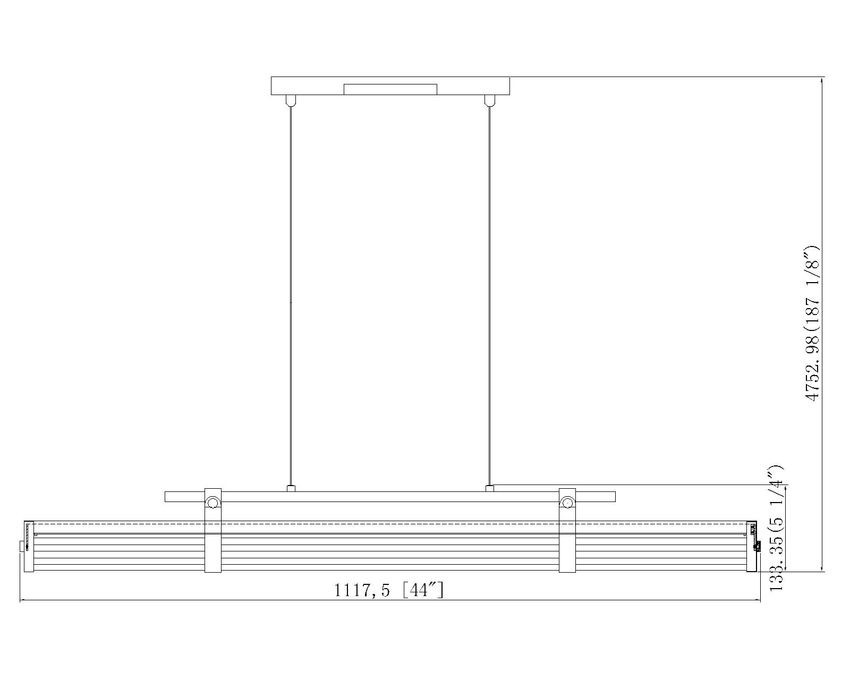 Z-Lite Benoit 44" 1-Light LED-Integrated Brushed Nickel Steel Frame Clear Glass Shade Linear Chandelier