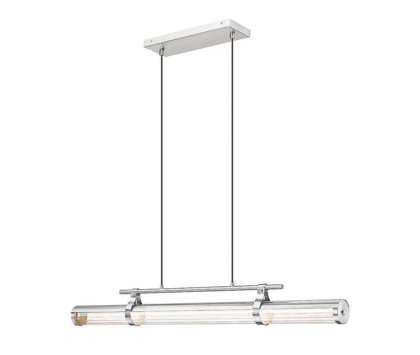 Z-Lite Benoit 44" 1-Light LED-Integrated Brushed Nickel Steel Frame Clear Glass Shade Linear Chandelier