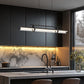 Z-Lite Benoit 44" 1-Light LED-Integrated Matte Black Steel Frame Clear Glass Shade Linear Chandelier
