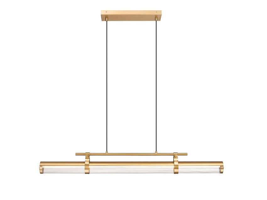 Z-Lite Benoit 44" 1-Light LED-Integrated Modern Gold Steel Frame Clear Glass Shade Linear Chandelier