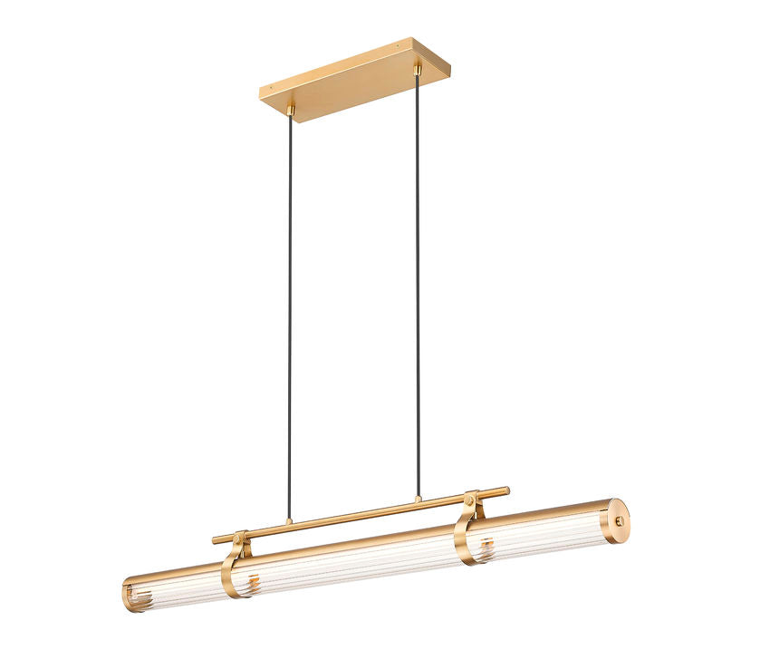 Z-Lite Benoit 44" 1-Light LED-Integrated Modern Gold Steel Frame Clear Glass Shade Linear Chandelier