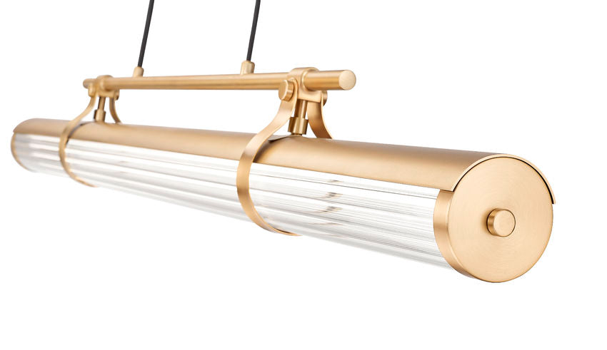 Z-Lite Benoit 44" 1-Light LED-Integrated Modern Gold Steel Frame Clear Glass Shade Linear Chandelier