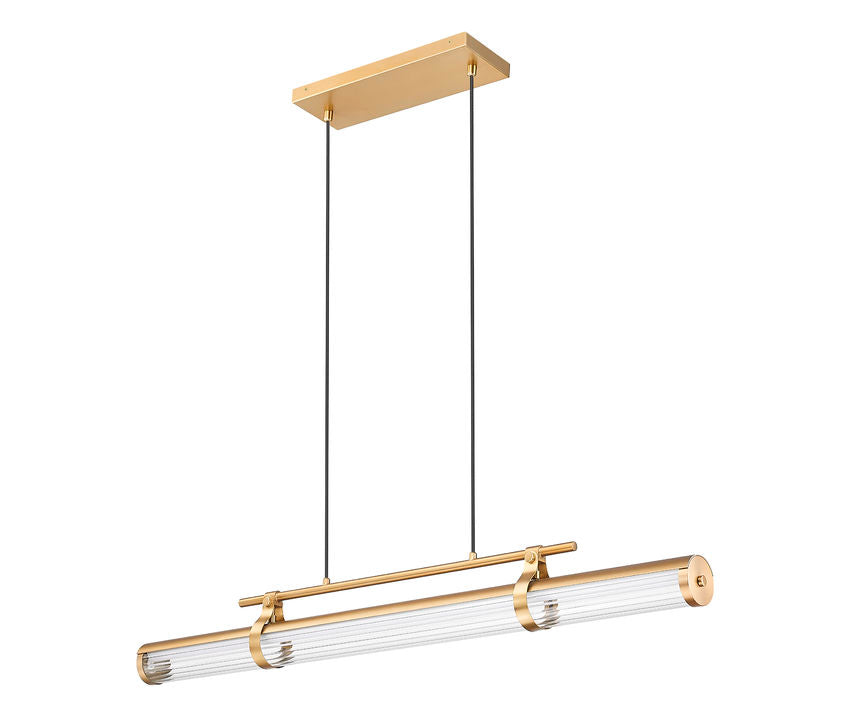 Z-Lite Benoit 44" 1-Light LED-Integrated Modern Gold Steel Frame Clear Glass Shade Linear Chandelier
