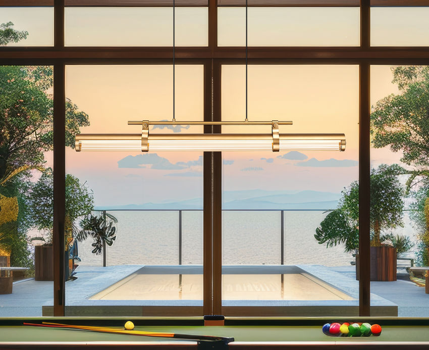 Z-Lite Benoit 44" 1-Light LED-Integrated Modern Gold Steel Frame Clear Glass Shade Linear Chandelier