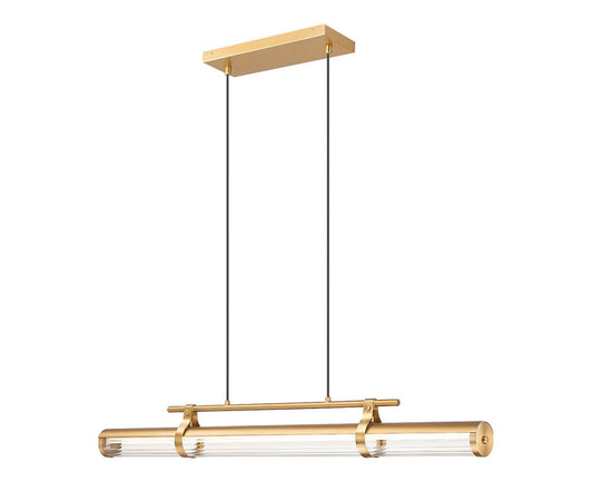 Z-Lite Benoit 44" 1-Light LED-Integrated Modern Gold Steel Frame Clear Glass Shade Linear Chandelier