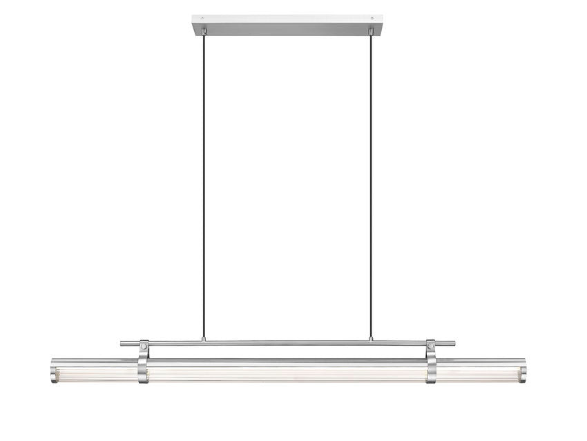 Z-Lite Benoit 56" 1-Light LED-Integrated Brushed Nickel Steel Frame Clear Glass Shade Linear Chandelier