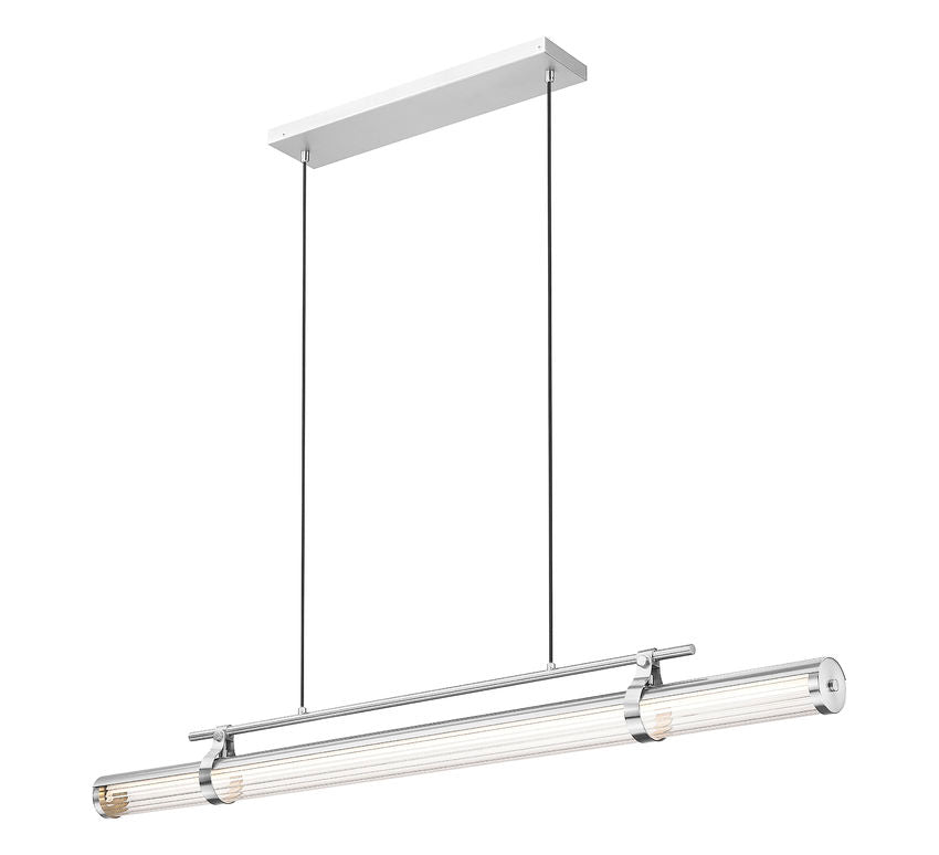 Z-Lite Benoit 56" 1-Light LED-Integrated Brushed Nickel Steel Frame Clear Glass Shade Linear Chandelier