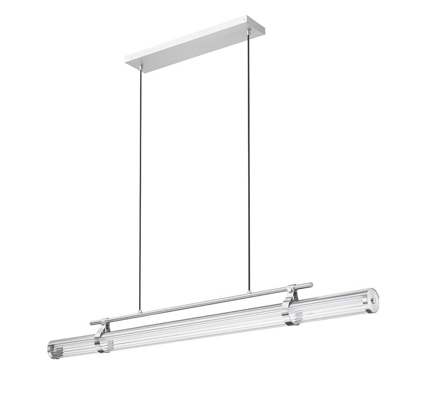 Z-Lite Benoit 56" 1-Light LED-Integrated Brushed Nickel Steel Frame Clear Glass Shade Linear Chandelier