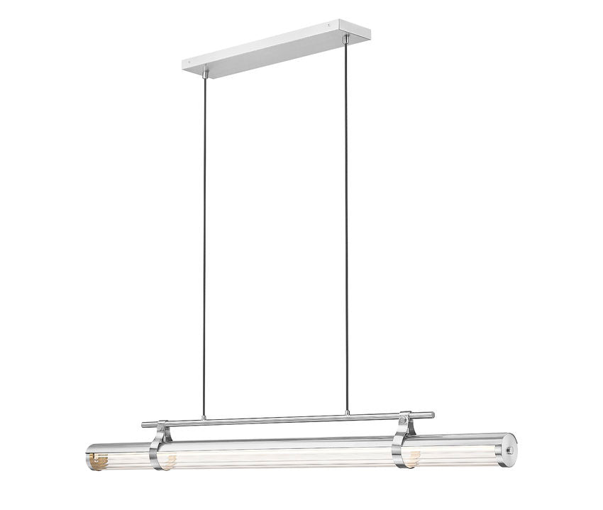 Z-Lite Benoit 56" 1-Light LED-Integrated Brushed Nickel Steel Frame Clear Glass Shade Linear Chandelier