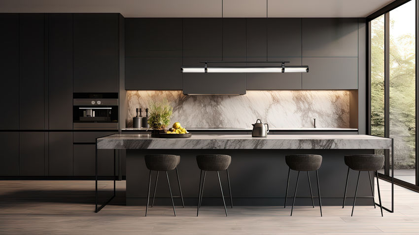 Z-Lite Benoit 56" 1-Light LED-Integrated Matte Black Steel Frame Clear Glass Shade Linear Chandelier