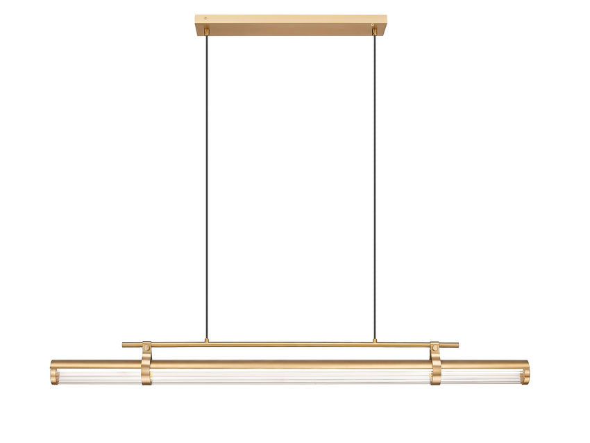 Z-Lite Benoit 56" 1-Light LED-Integrated Modern Gold Steel Frame Clear Glass Shade Linear Chandelier