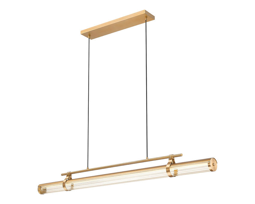 Z-Lite Benoit 56" 1-Light LED-Integrated Modern Gold Steel Frame Clear Glass Shade Linear Chandelier