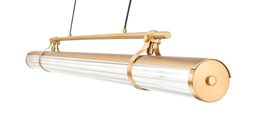 Z-Lite Benoit 56" 1-Light LED-Integrated Modern Gold Steel Frame Clear Glass Shade Linear Chandelier