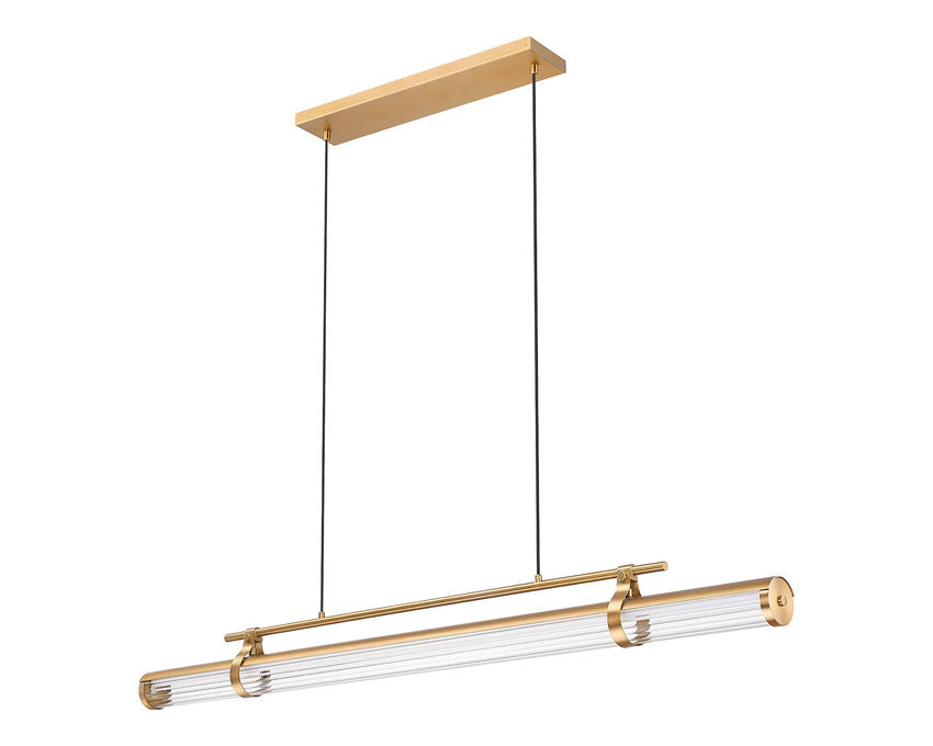 Z-Lite Benoit 56" 1-Light LED-Integrated Modern Gold Steel Frame Clear Glass Shade Linear Chandelier