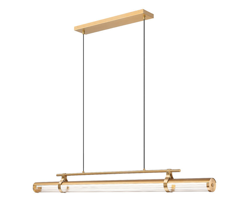 Z-Lite Benoit 56" 1-Light LED-Integrated Modern Gold Steel Frame Clear Glass Shade Linear Chandelier