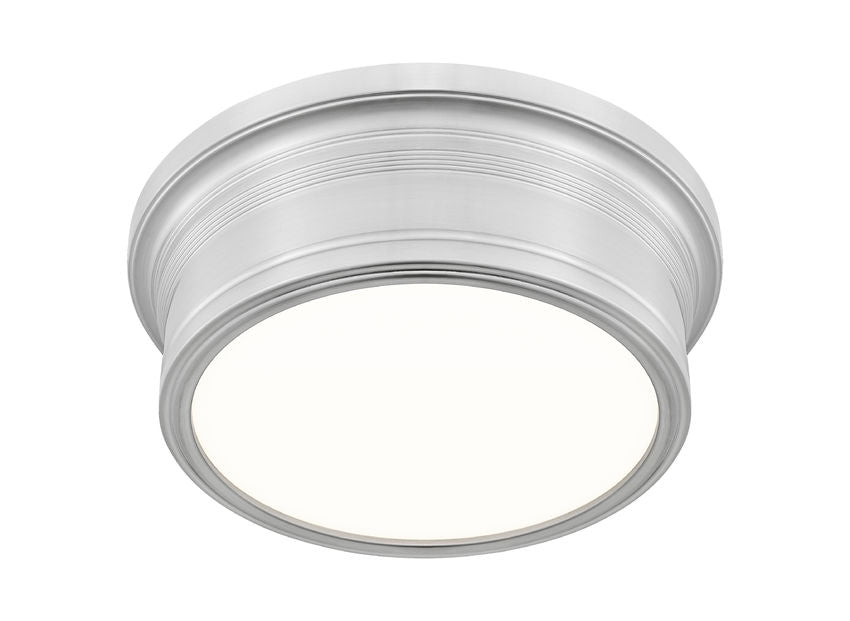 Z-Lite Bentley 12" 1-Light LED-Integrated Brushed Nickel Steel Frame White Acrylic Shade Flush Mount Lighting