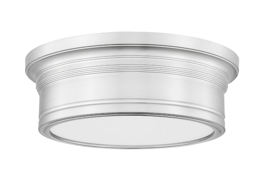 Z-Lite Bentley 12" 1-Light LED-Integrated Brushed Nickel Steel Frame White Acrylic Shade Flush Mount Lighting
