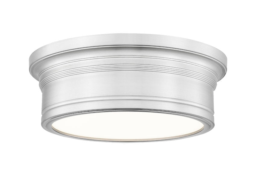 Z-Lite Bentley 12" 1-Light LED-Integrated Brushed Nickel Steel Frame White Acrylic Shade Flush Mount Lighting