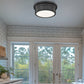 Z-Lite Bentley 12" 1-Light LED-Integrated Matte Black Steel Frame White Acrylic Shade Flush Mount Lighting
