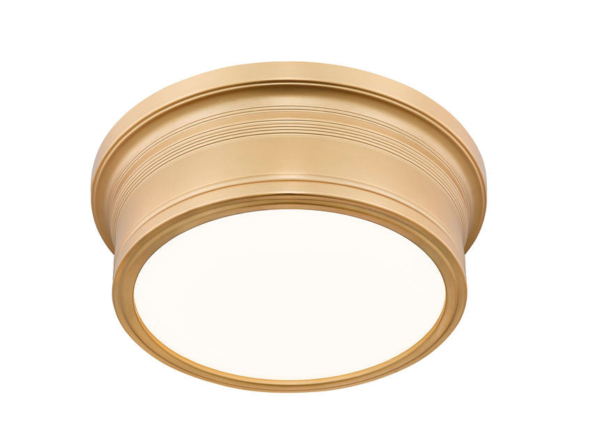 Z-Lite Bentley 12" 1-Light LED-Integrated Modern Gold Steel Frame White Acrylic Shade Flush Mount Lighting