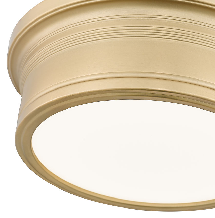 Z-Lite Bentley 12" 1-Light LED-Integrated Modern Gold Steel Frame White Acrylic Shade Flush Mount Lighting