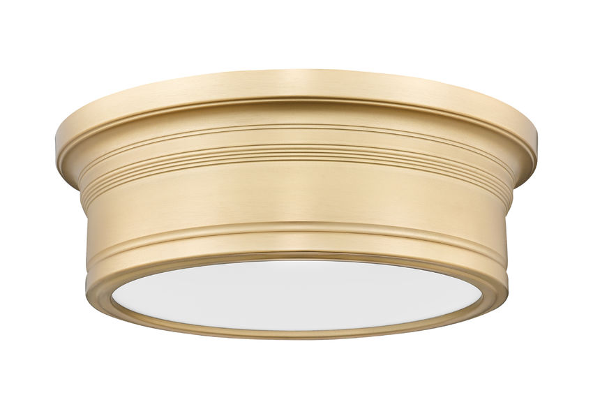 Z-Lite Bentley 12" 1-Light LED-Integrated Modern Gold Steel Frame White Acrylic Shade Flush Mount Lighting