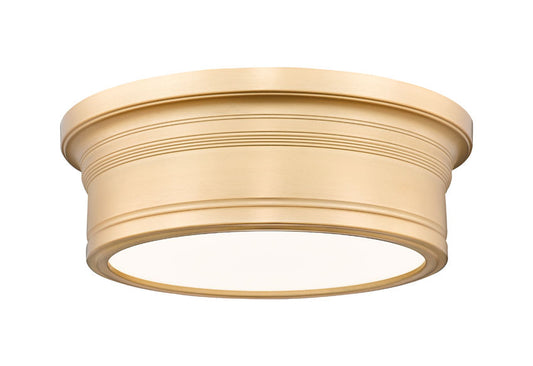 Z-Lite Bentley 12" 1-Light LED-Integrated Modern Gold Steel Frame White Acrylic Shade Flush Mount Lighting