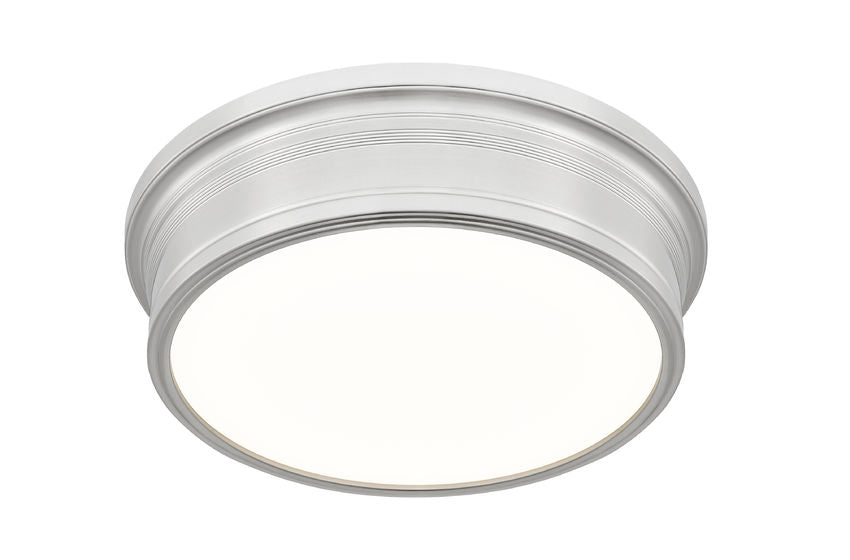 Z-Lite Bentley 16" 1-Light LED-Integrated Brushed Nickel Steel Frame White Acrylic Shade Flush Mount Lighting