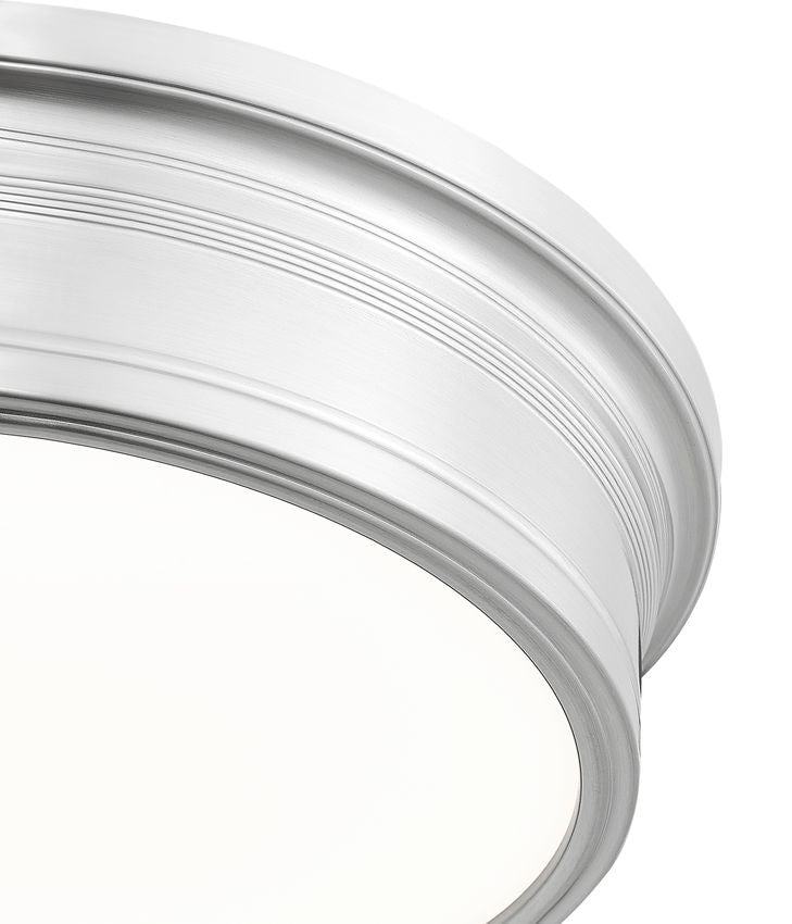 Z-Lite Bentley 16" 1-Light LED-Integrated Brushed Nickel Steel Frame White Acrylic Shade Flush Mount Lighting