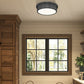 Z-Lite Bentley 16" 1-Light LED-Integrated Matte Black Steel Frame White Acrylic Shade Flush Mount Lighting