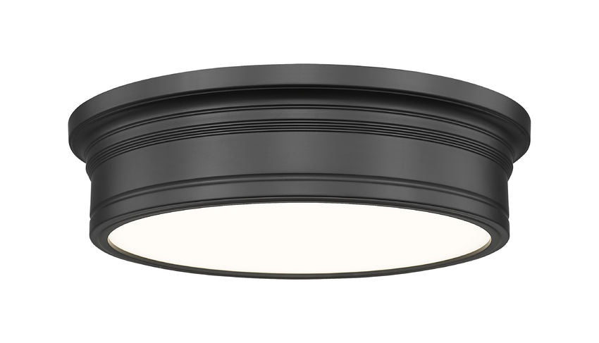 Z-Lite Bentley 16" 1-Light LED-Integrated Matte Black Steel Frame White Acrylic Shade Flush Mount Lighting