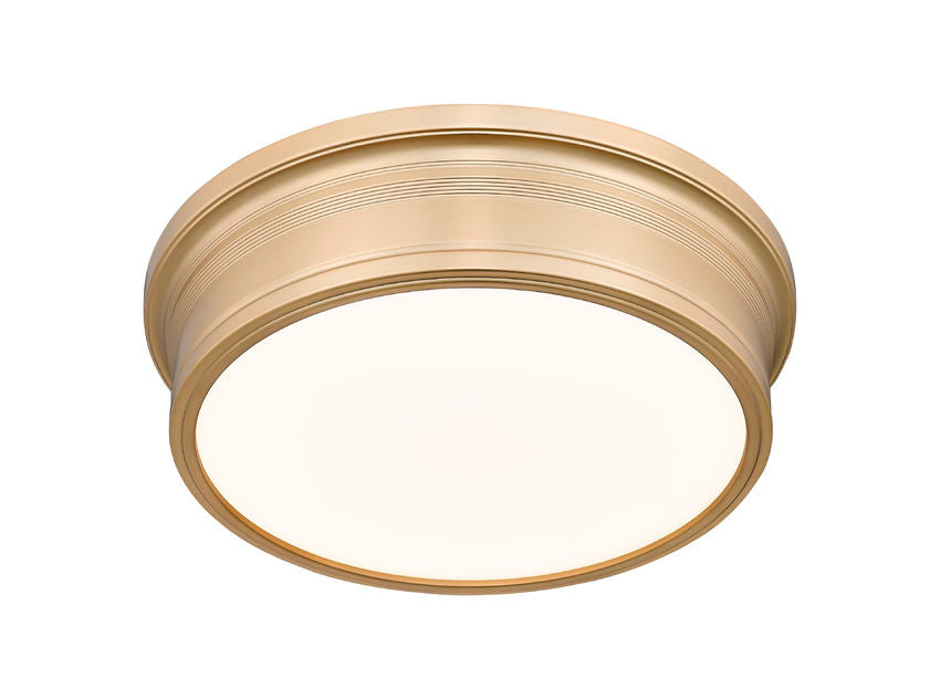 Z-Lite Bentley 16" 1-Light LED-Integrated Modern Gold Steel Frame White Acrylic Shade Flush Mount Lighting