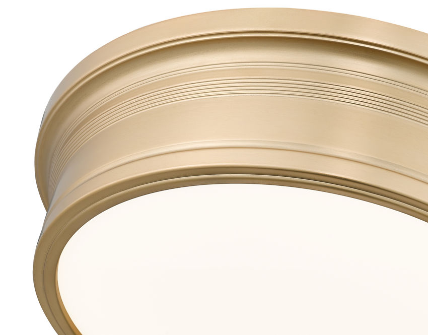 Z-Lite Bentley 16" 1-Light LED-Integrated Modern Gold Steel Frame White Acrylic Shade Flush Mount Lighting