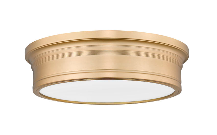 Z-Lite Bentley 16" 1-Light LED-Integrated Modern Gold Steel Frame White Acrylic Shade Flush Mount Lighting