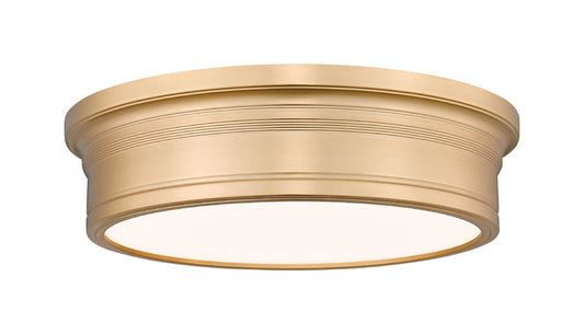 Z-Lite Bentley 16" 1-Light LED-Integrated Modern Gold Steel Frame White Acrylic Shade Flush Mount Lighting