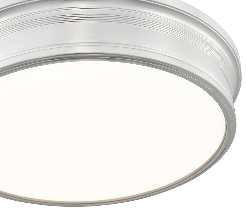 Z-Lite Bentley 20" 1-Light LED-Integrated Brushed Nickel Steel Frame White Acrylic Shade Flush Mount Lighting