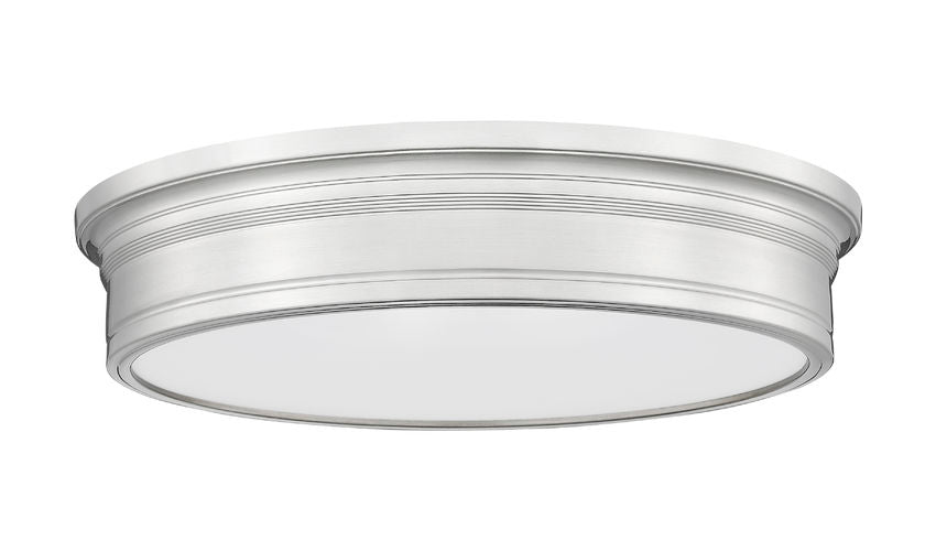 Z-Lite Bentley 20" 1-Light LED-Integrated Brushed Nickel Steel Frame White Acrylic Shade Flush Mount Lighting
