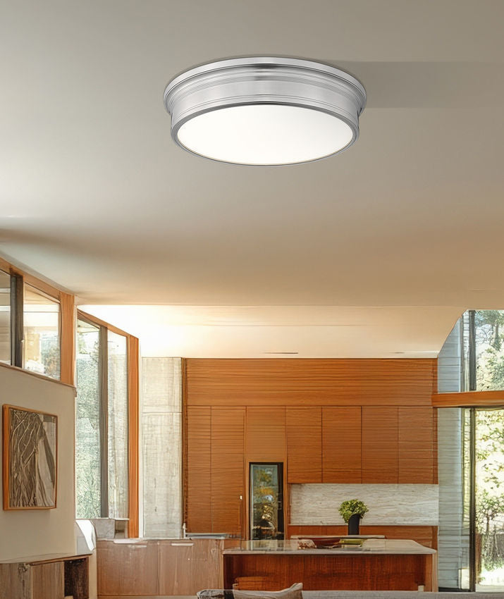 Z-Lite Bentley 20" 1-Light LED-Integrated Brushed Nickel Steel Frame White Acrylic Shade Flush Mount Lighting