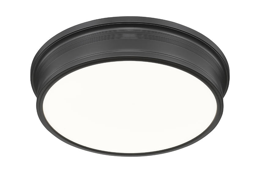 Z-Lite Bentley 20" 1-Light LED-Integrated Matte Black Steel Frame White Acrylic Shade Flush Mount Lighting