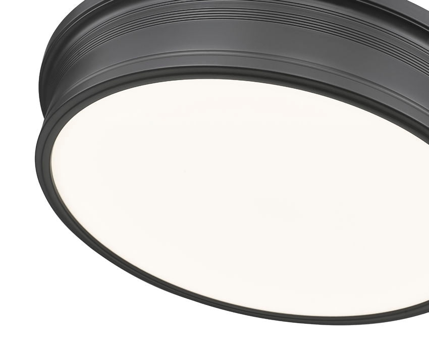 Z-Lite Bentley 20" 1-Light LED-Integrated Matte Black Steel Frame White Acrylic Shade Flush Mount Lighting