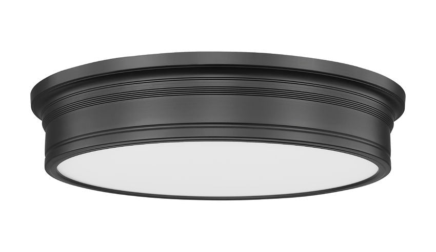 Z-Lite Bentley 20" 1-Light LED-Integrated Matte Black Steel Frame White Acrylic Shade Flush Mount Lighting
